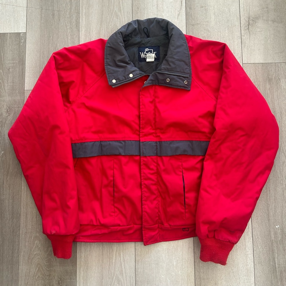 Woolrich Red Bomber Jacket Made In Usa Size Large Vintage
